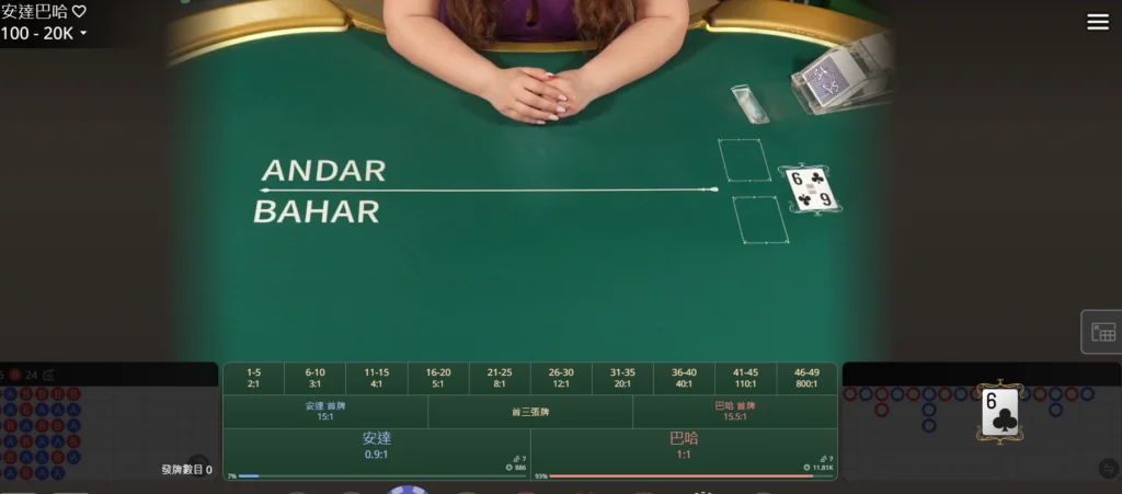 SA安達巴哈 Andar Bahar 遊戲畫面,印度傳統紙牌遊戲真人體驗