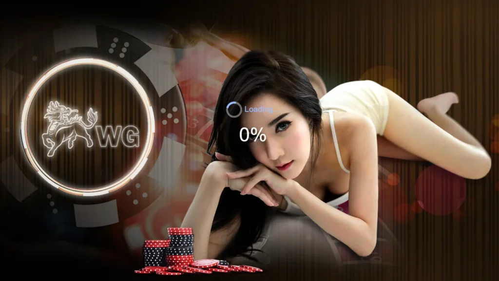 WG真人百家樂遊戲畫面,荷官於Casino Night主題桌前發牌,畫面清晰呈現莊閒下注區與牌局過程